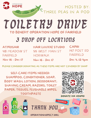 3 Peas Toiletry Drive for Operation Hope Runs through December 17