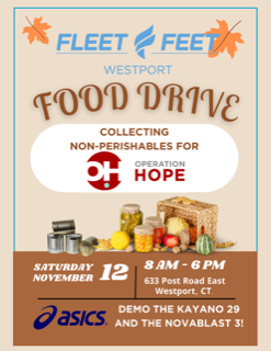 Join Fleet Feet Westport for a Food Drive on November 12