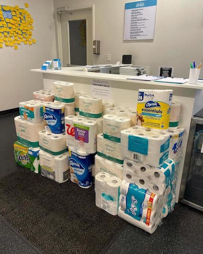 Burn Boot Camp Collects Toilet Paper for Pantry