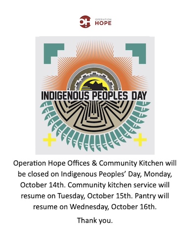 Closed for Indigenous Peoples Day