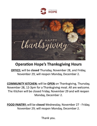 Our Thanksgiving Closures