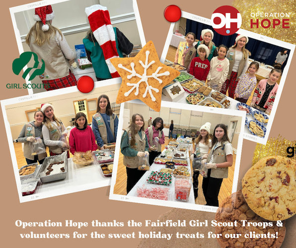 Fairfield Girl Scout Troops & Volunteers Donate 185 Dozen Cookies for Client Holiday Baskets
