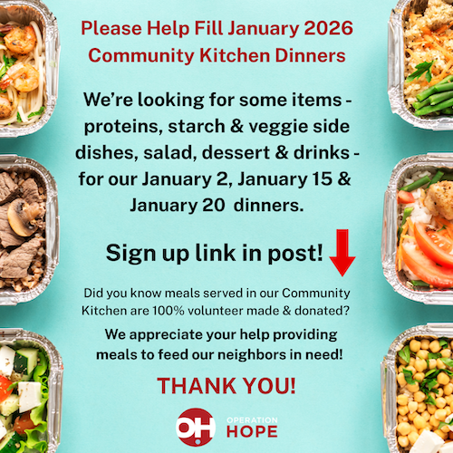 Looking to Fill January Community Kitchen Dinners