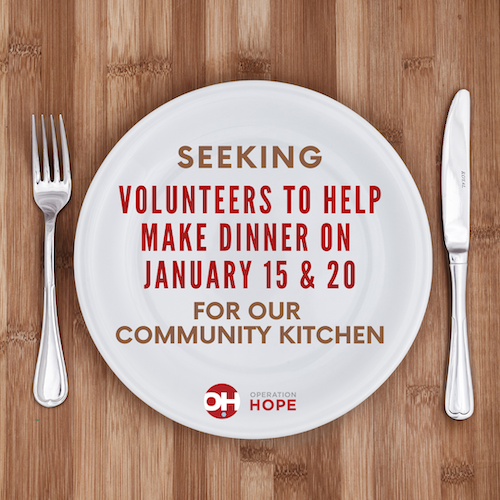 Seeking Volunteers to Help Provide Community Kitchen Meals on January 15 and 20