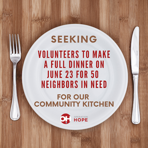 Seeking Volunteers to Make a Full Dinner for the June 23 Community Kitchen Meal